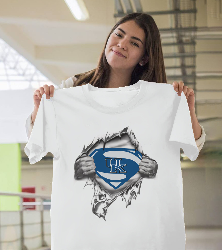 UK Superman Logo Kentucky Graphic Blue Shield T-Shirt