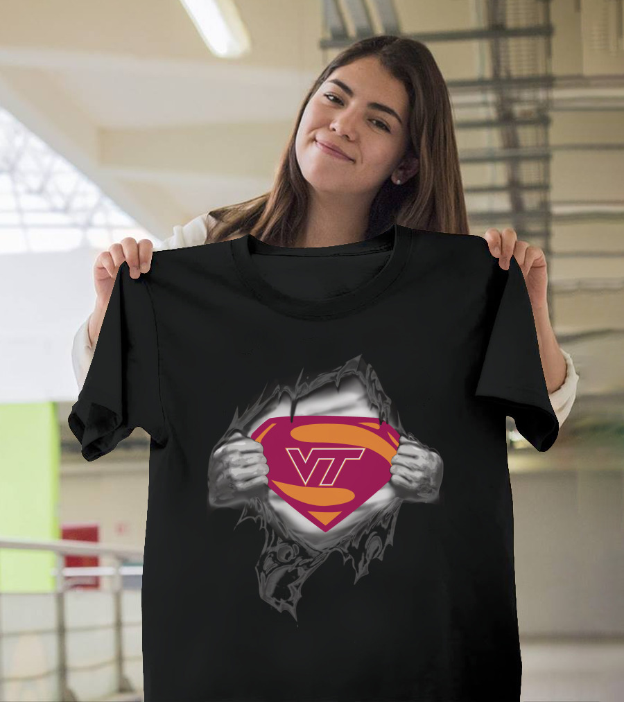 Virginia Tech VT Superman Logo Mashup T-Shirt