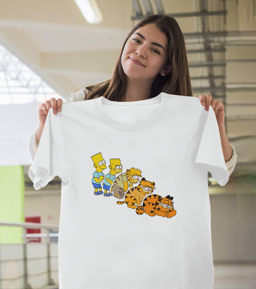 Bart Simpson Garfield Evolution Steps T-Shirt