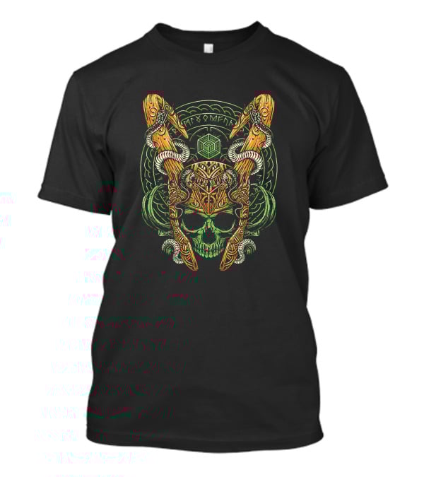 Loki Madness And Mischief Norse Helm Skull Serpents Runes Cube T-Shirt