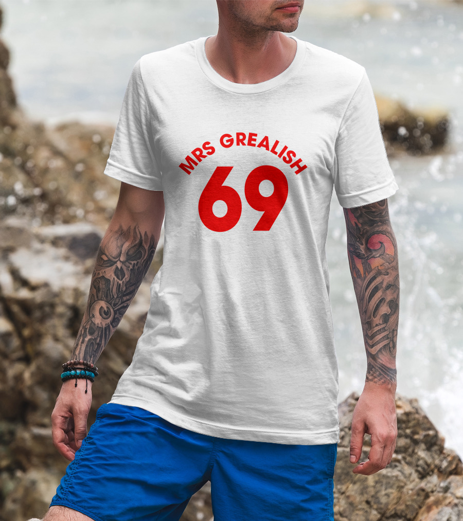 MRS GREALISH 69 Red Bold Arch Text T-Shirt
