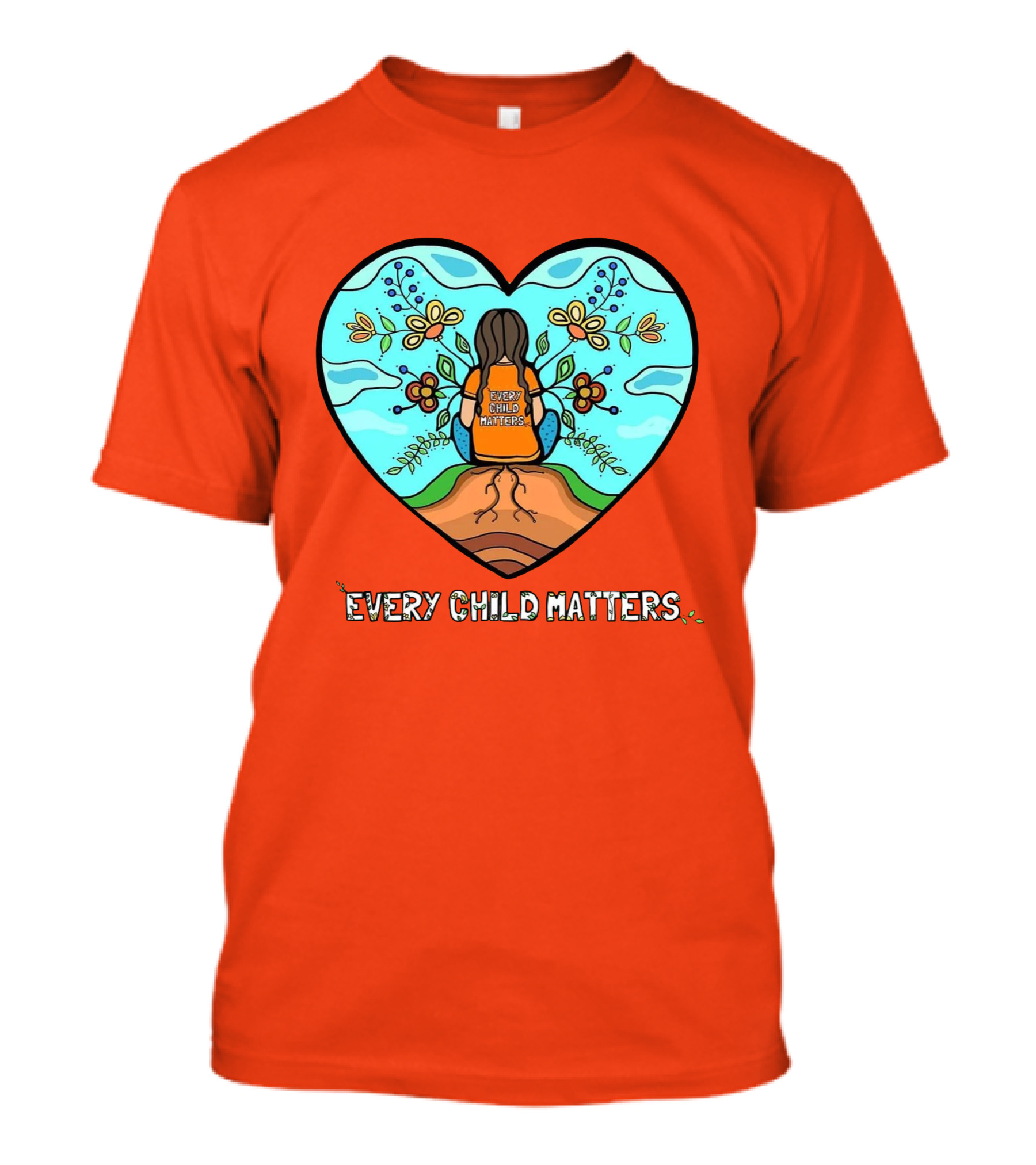 Every Child Matters Heart Design With Orange Background T-Shirt