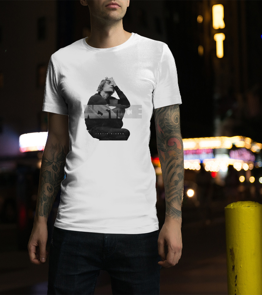 Justin Bieber Justice Album Cover Black And White Image T-Shirt