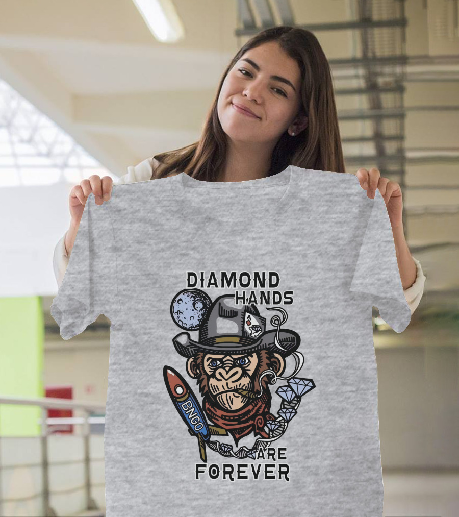 Diamond Hands Are Forever Bngo Ape Cowboy Space Rocket T-Shirt