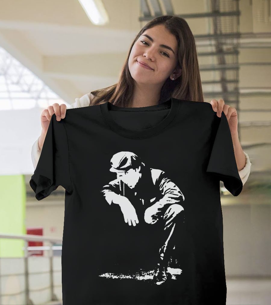 Blow Tees Hopus Tom Waits Monochrome Figure In Cap And Jacket T-Shirt
