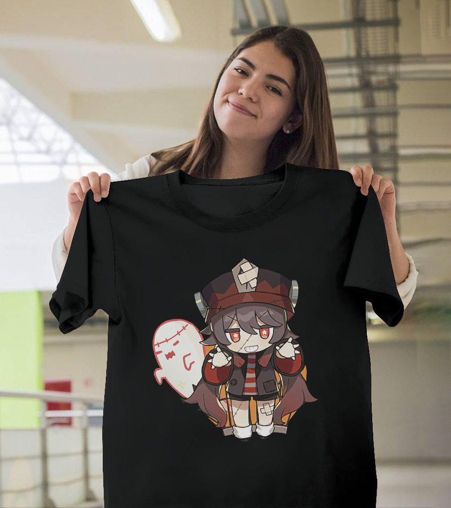 Happy Halloween Genshin Impact Hutao Cute Ghost Character T-Shirt