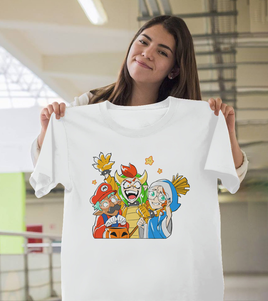 Bowser Mario and Princess Peach Celebrate Happy Halloween T-Shirt