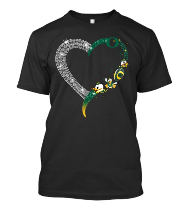 OD Heart Oregon Ducks Sparkling Heart Puddles Football T-Shirt
