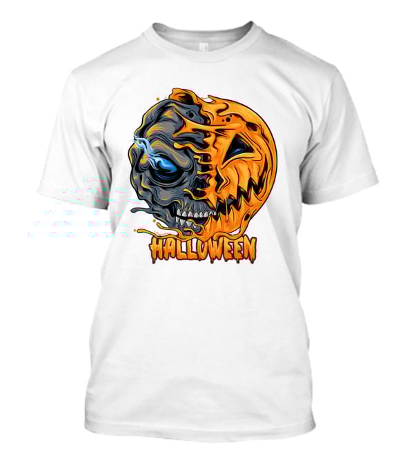 Halloween Skull And Pumpkin Fusion T-Shirt