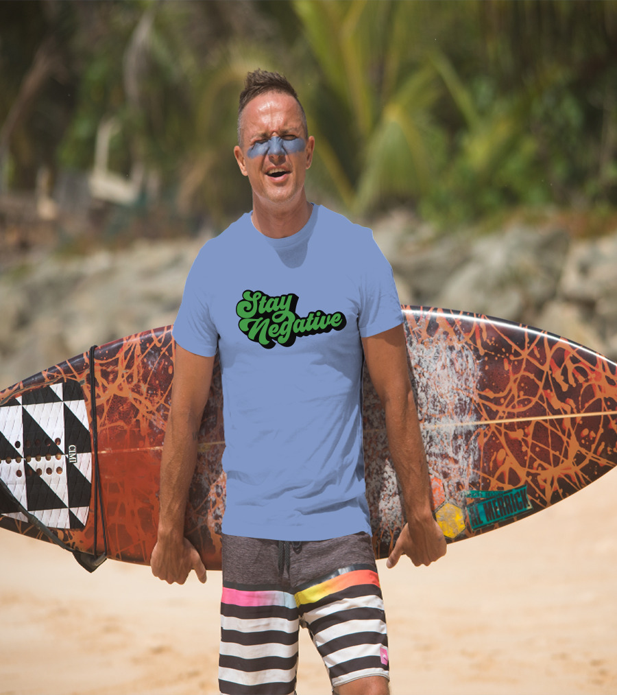 Stay Negative Retro Green Script T-Shirt