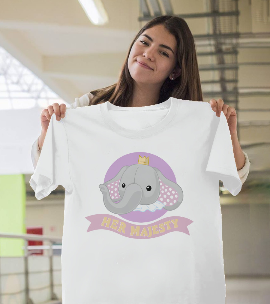 It Takes Two Her Majesty Elephant With Crown And Polka Dot Ears T-Shirt