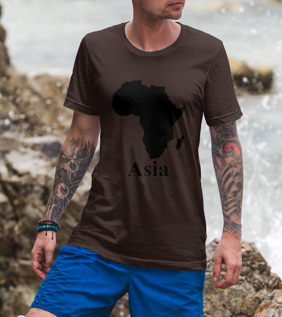 Terrible Maps Asia Map Silhouette Joke T-Shirt