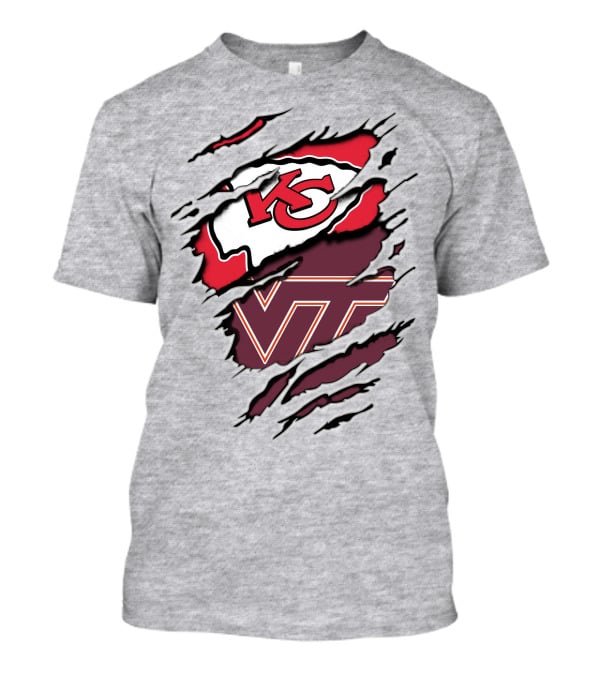 Kansas City Chiefs Virginia Tech Hokies Torn Effect T-Shirt
