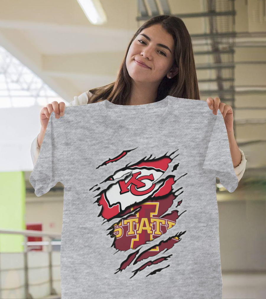 Kansas City Chiefs Iowa State Cyclones Torn T-Shirt