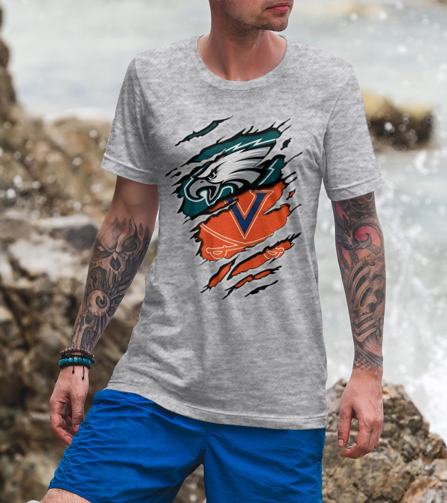 Eagles And Cavaliers Fan Crossover Torn Legacy T-Shirt