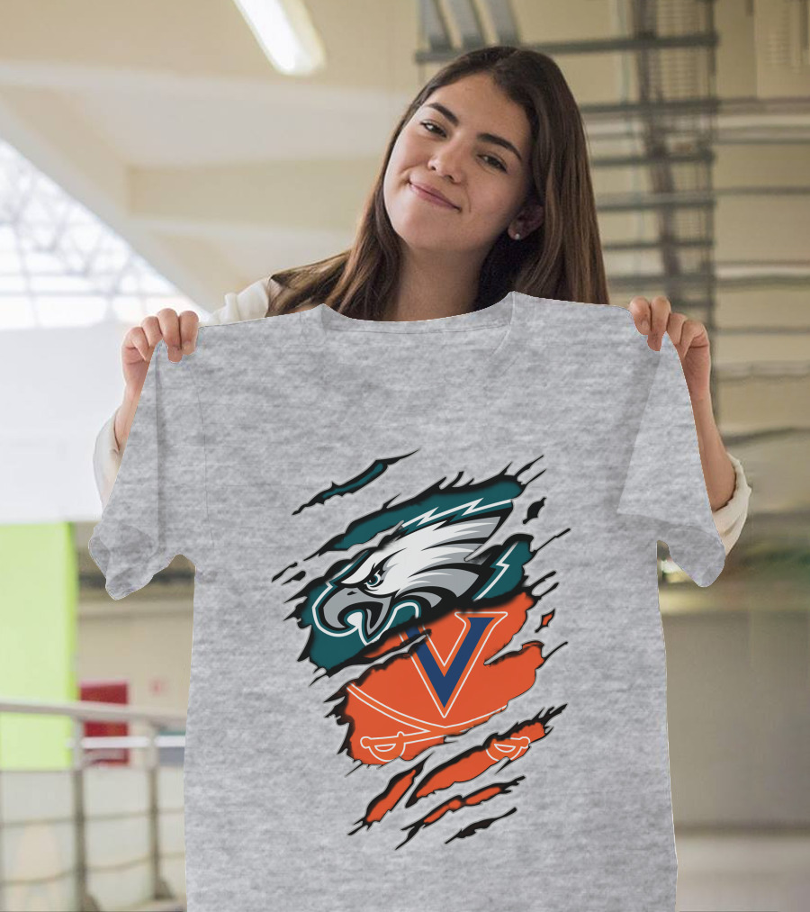 Eagles And Cavaliers Fan Crossover Torn Legacy T-Shirt
