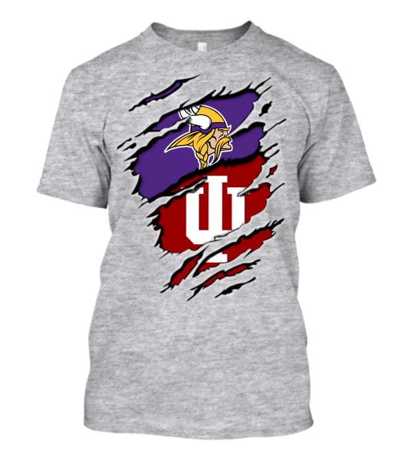 Vikings Indiana Hoosiers Torn Logo Mashup T-Shirt