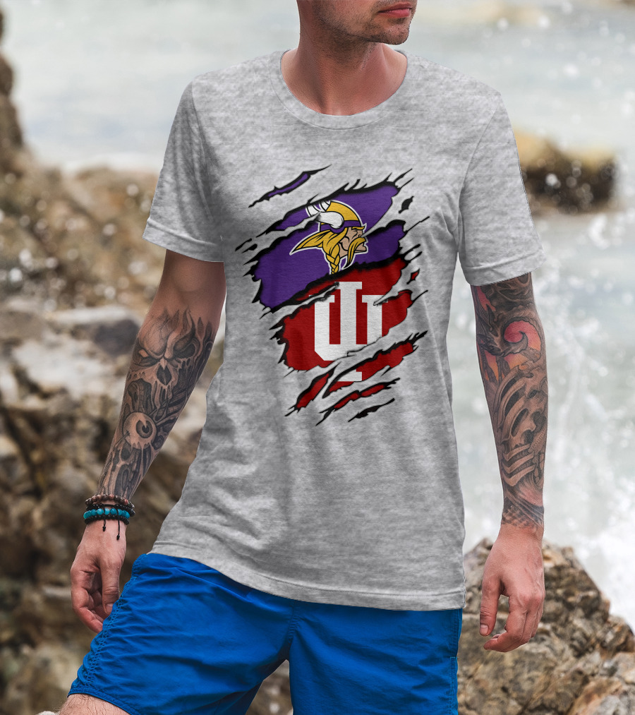 Vikings Indiana Hoosiers Torn Logo Mashup T-Shirt