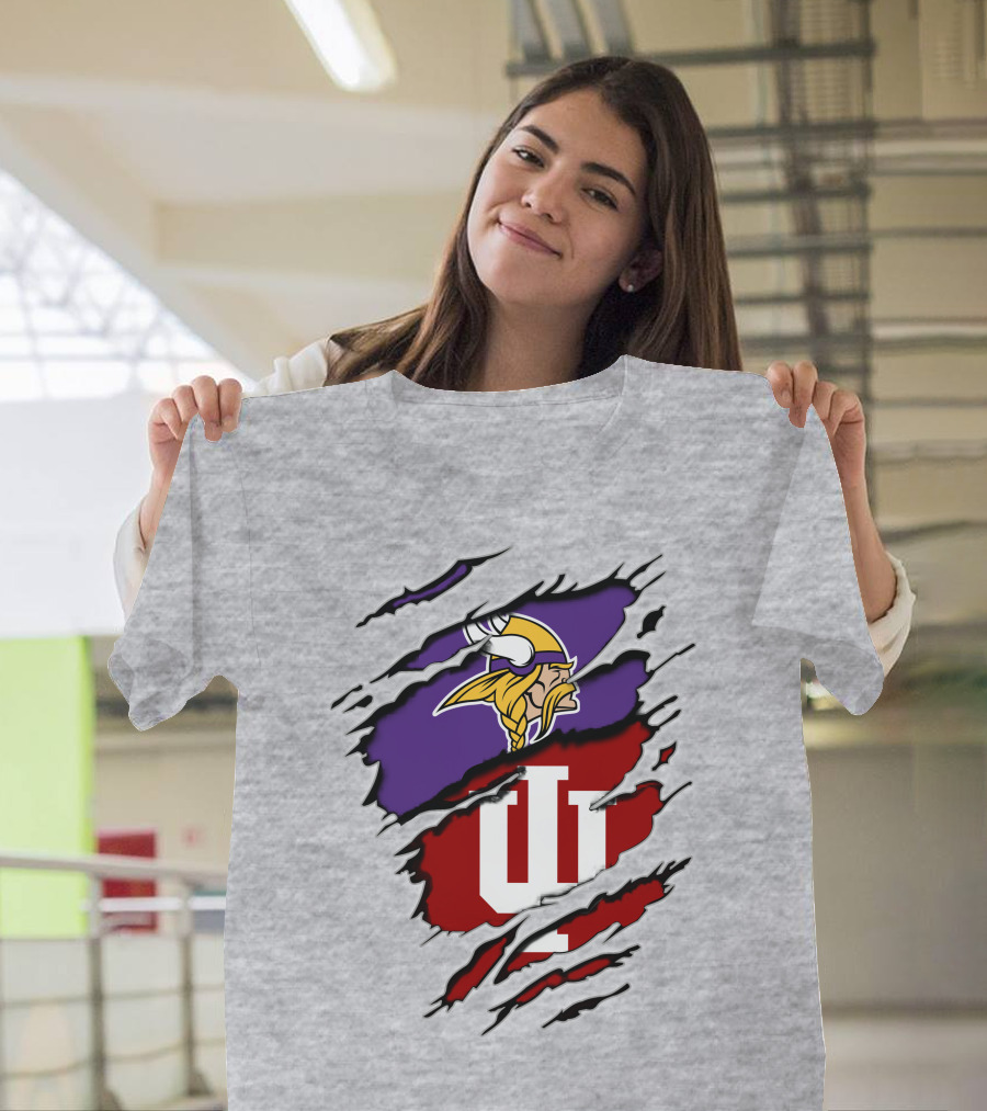 Vikings Indiana Hoosiers Torn Logo Mashup T-Shirt