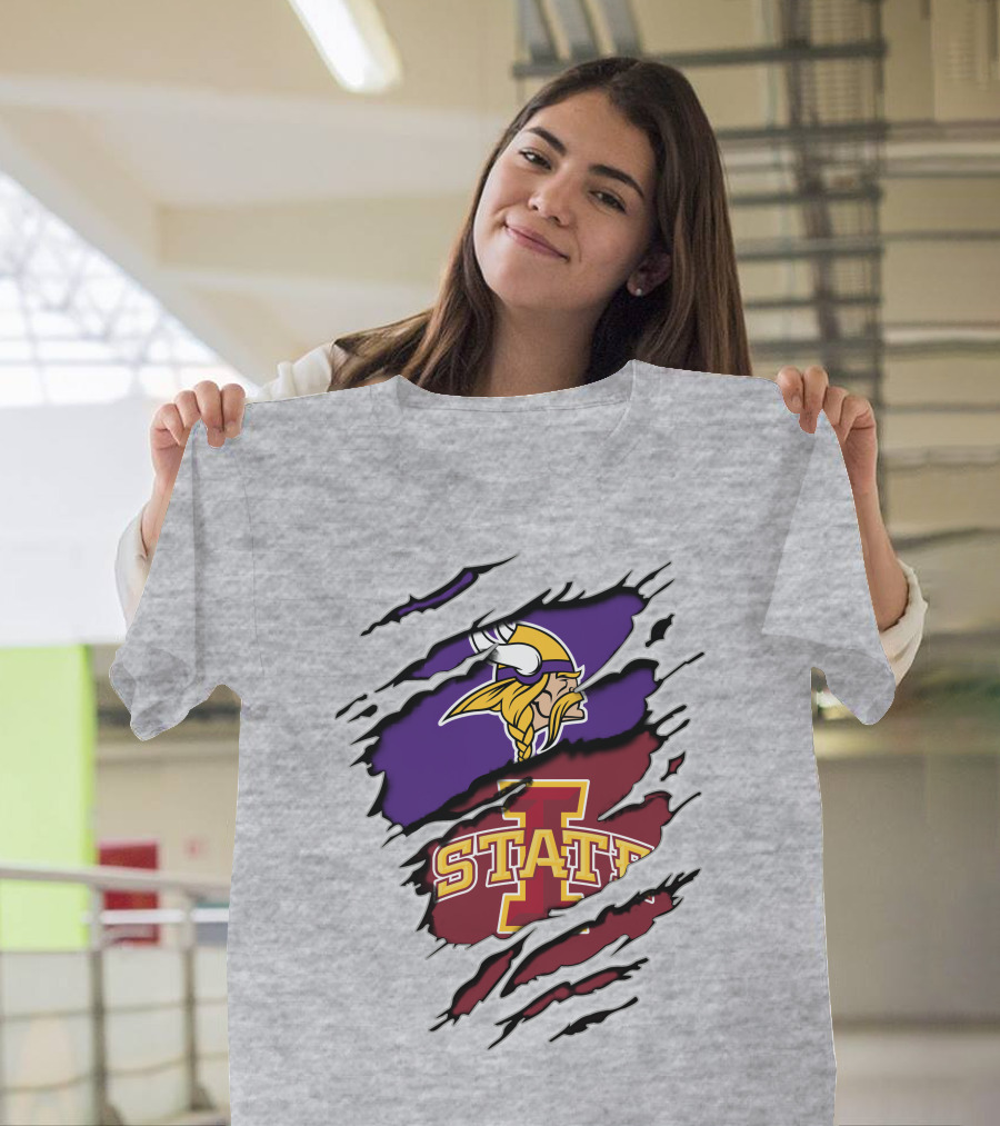 Minnesota Vikings Iowa State Cyclones Ripped T-Shirt