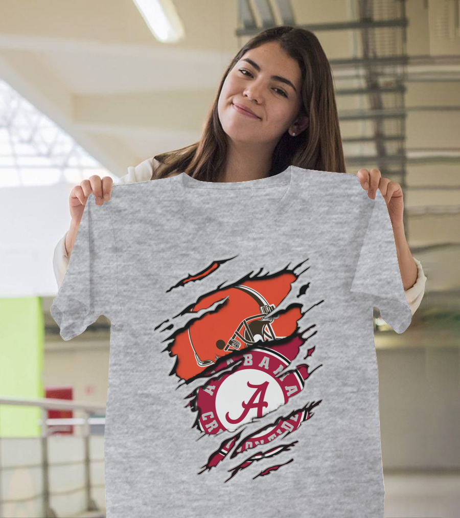 Cleveland Browns Helmet Alabama Crimson Tide Fan Gear T-Shirt