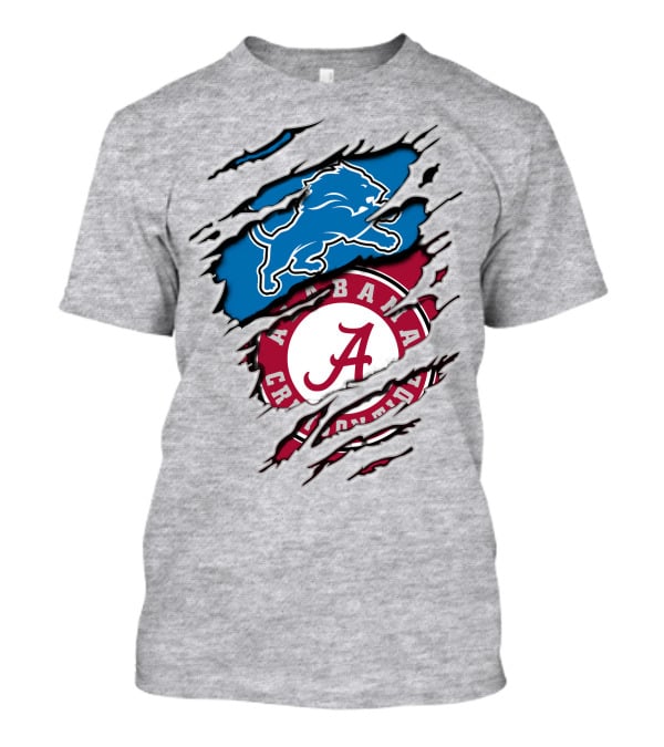 Alabama Crimson Tide And Detroit Lions Fan Crossover T-Shirt