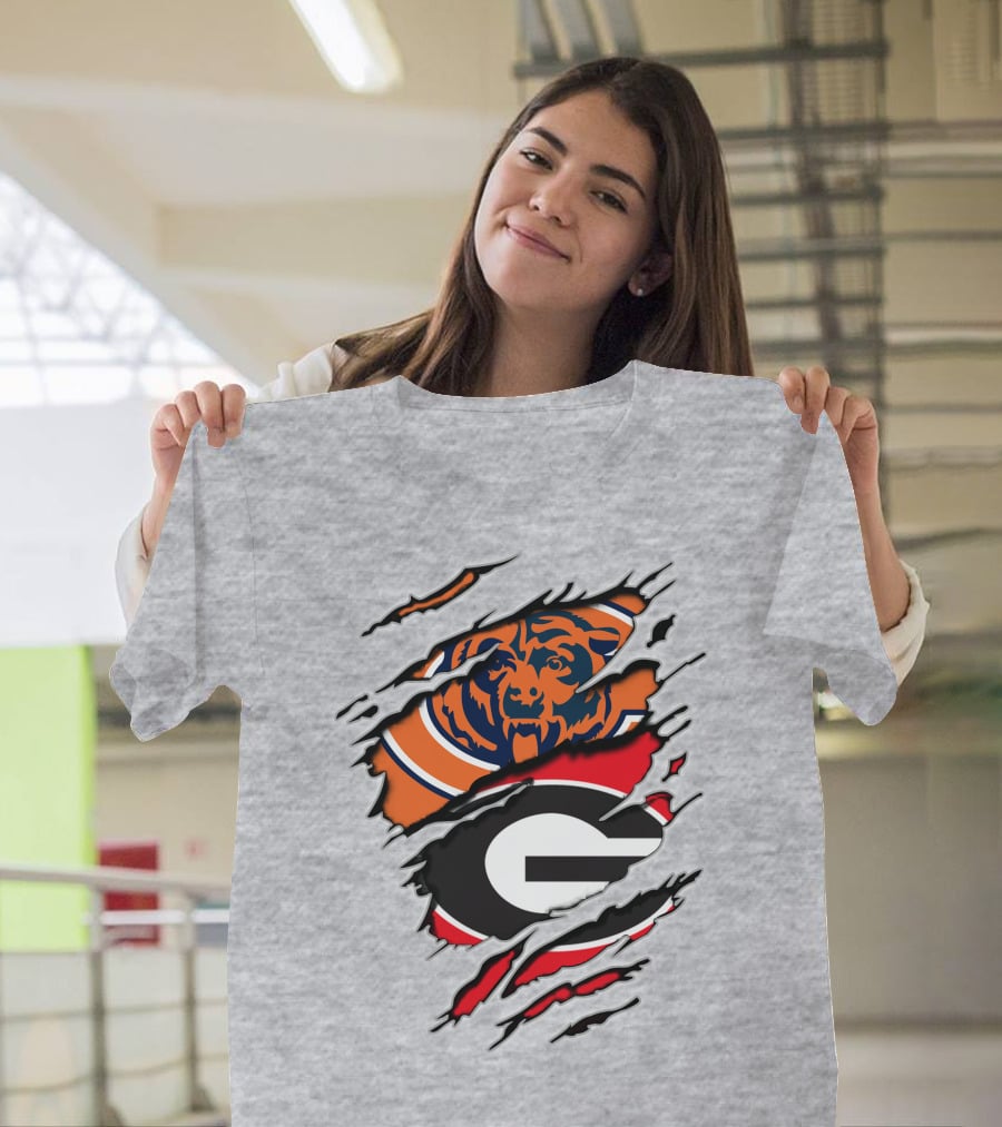 Chicago Bears Georgia Bulldogs Logo Mashup T-Shirt