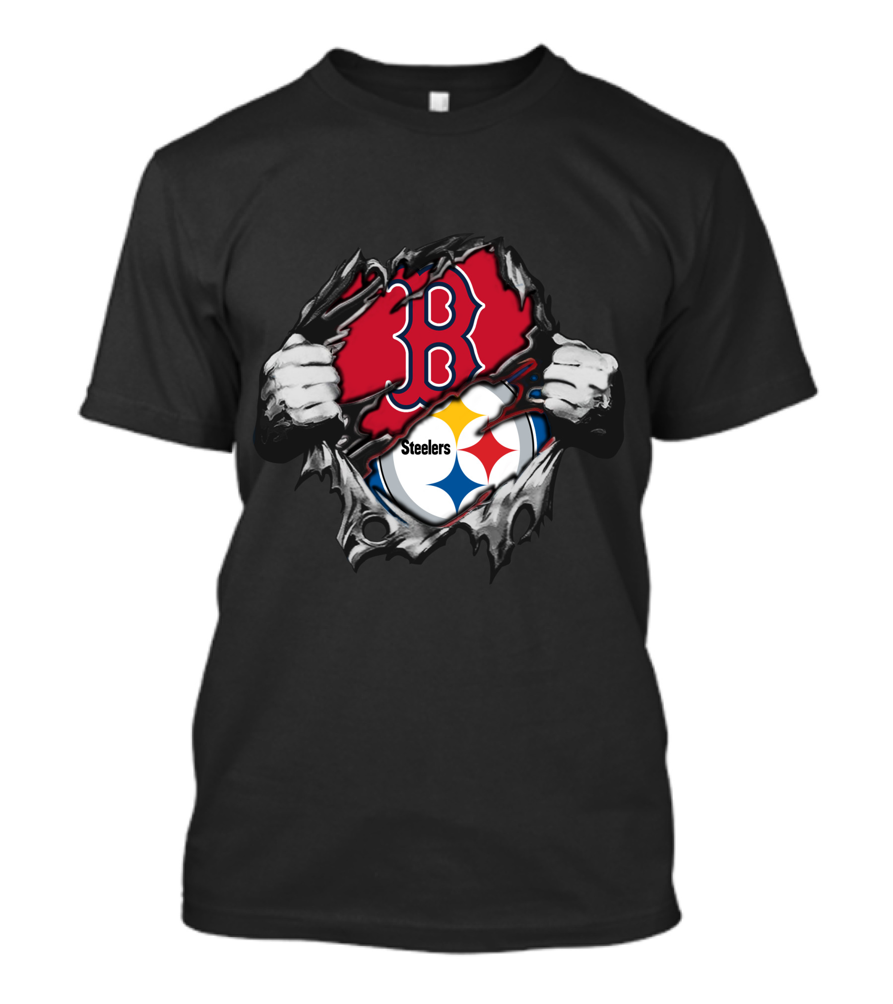 Steelers Red Sox Crossover Boston Pittsburgh Fan Fusion T-Shirt