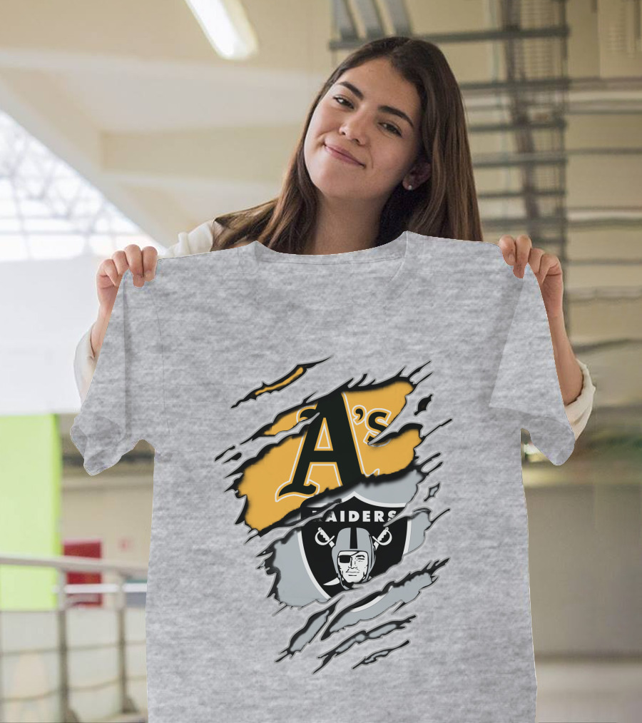 A's Raiders Ripped Crossover Sports T-Shirt