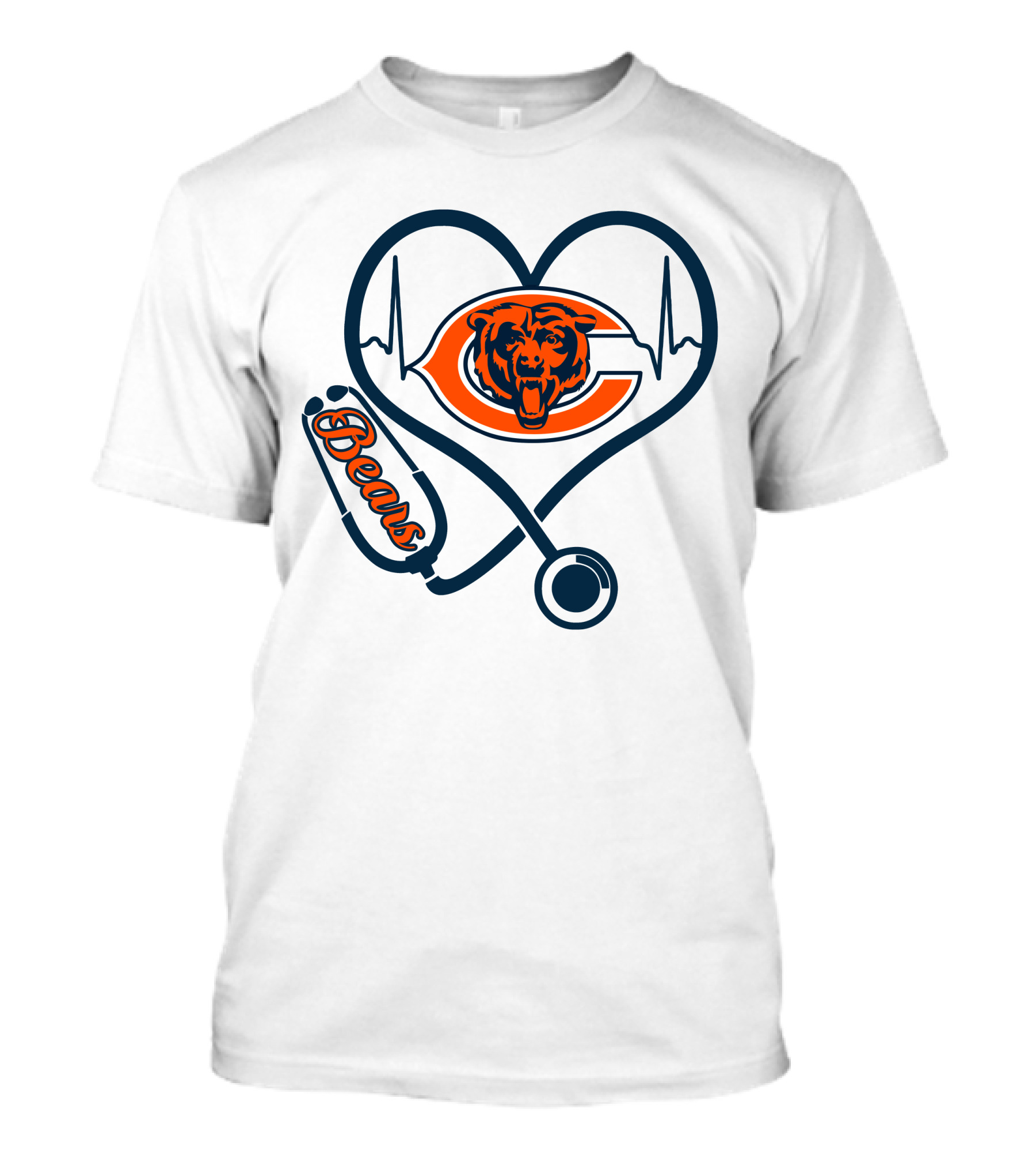 Chicago Bears Nurse Heartbeat Stethoscope T-Shirt