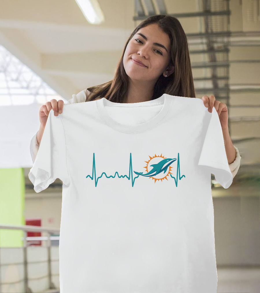 Heartbeat Miami Dolphins Football Fanatic Iconic T-Shirt