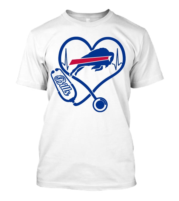 Buffalo Bills Heartbeat Stethoscope Nurse Love T-Shirt