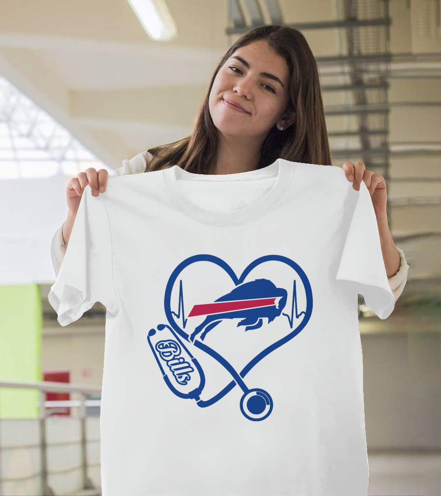 Buffalo Bills Heartbeat Stethoscope Nurse Love T-Shirt