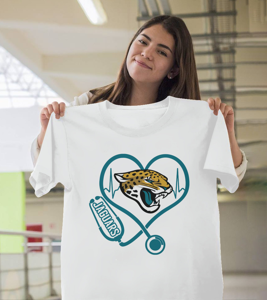 Nurse Love Jaguars Heartbeat T-Shirt