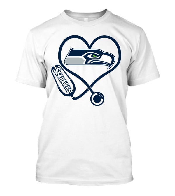 Nurse Heart Seattle Seahawks Stethoscope Love T-Shirt