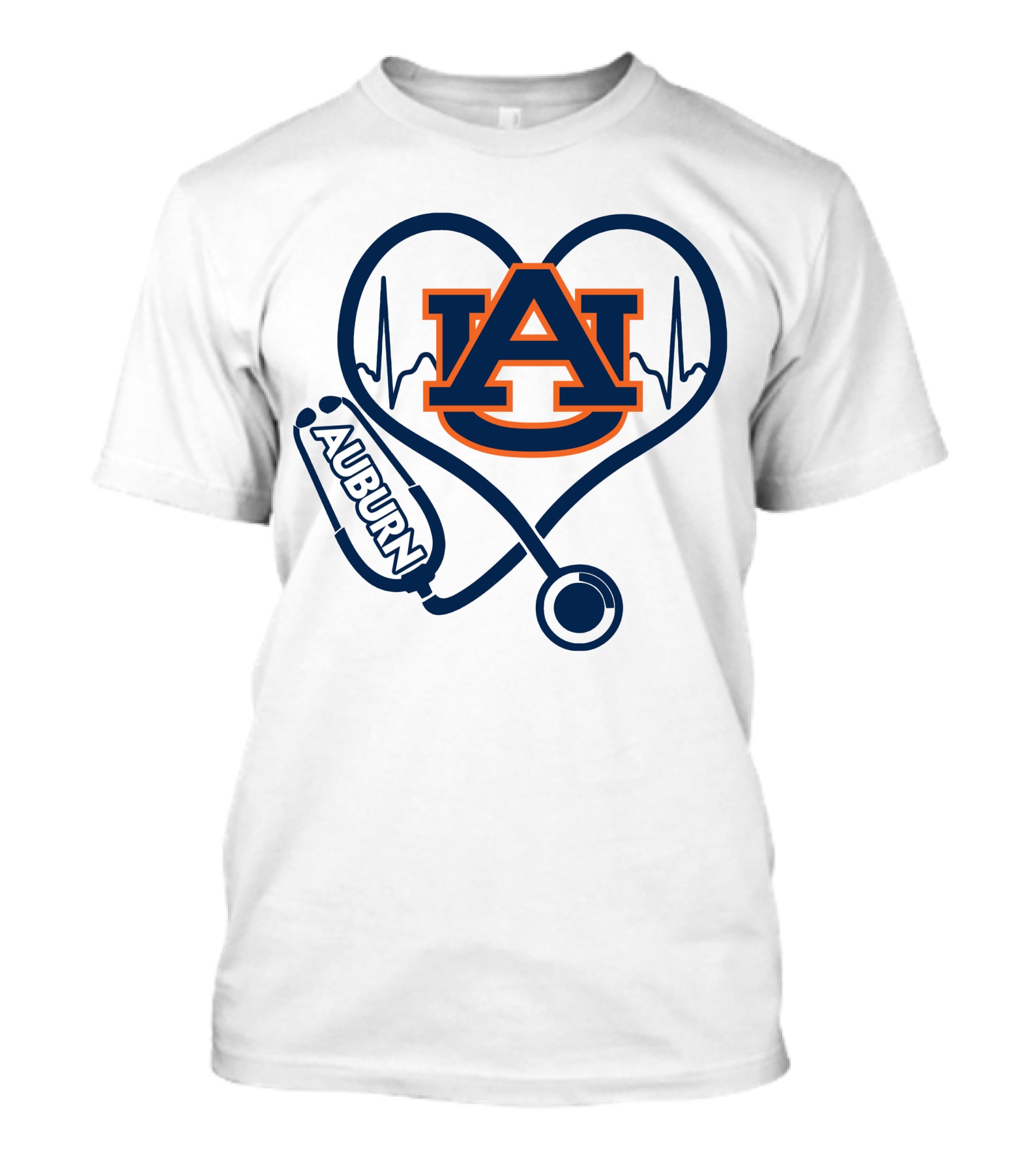 Auburn Tigers Nurse Heartbeat Stethoscope Love T-Shirt