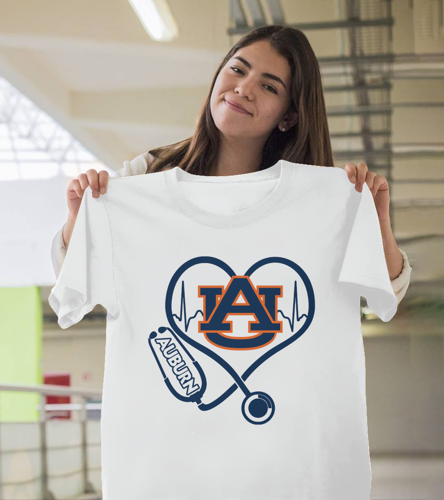 Auburn Tigers Nurse Heartbeat Stethoscope Love T-Shirt