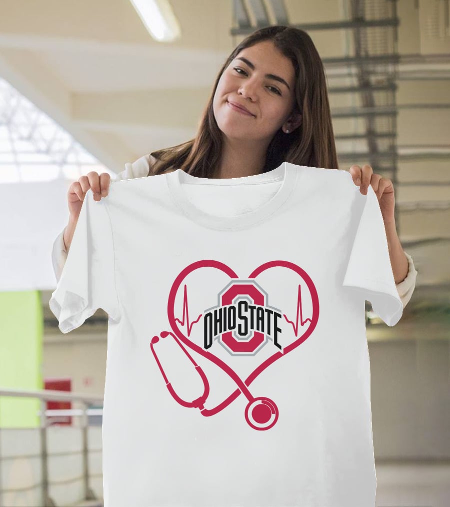 Ohio State Buckeyes Nurse Heartbeat Stethoscope T-Shirt