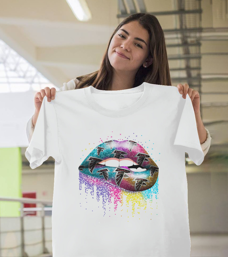 Atlanta Falcons Lips Colorful Glitter T-Shirt
