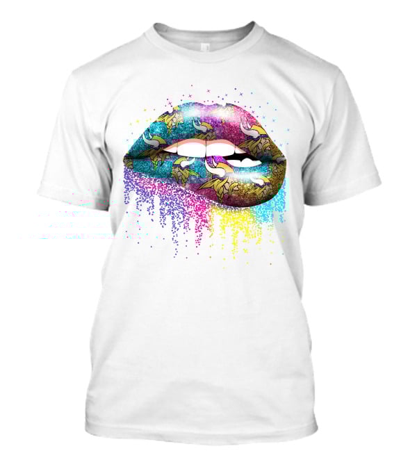 Minnesota Vikings Glitter Lips Multicolor Sparkle T-Shirt