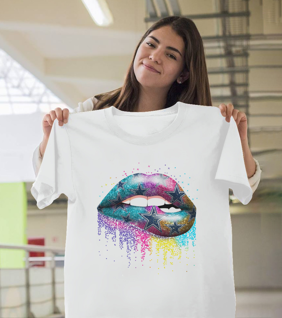 Dallas Cowboys Lips Glitter Stars T-Shirt