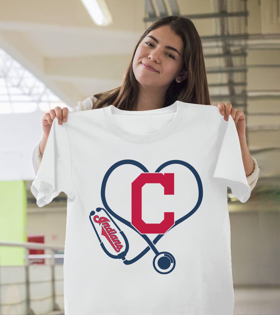 Cleveland Indians Nurse Heart With Stethoscope T-Shirt