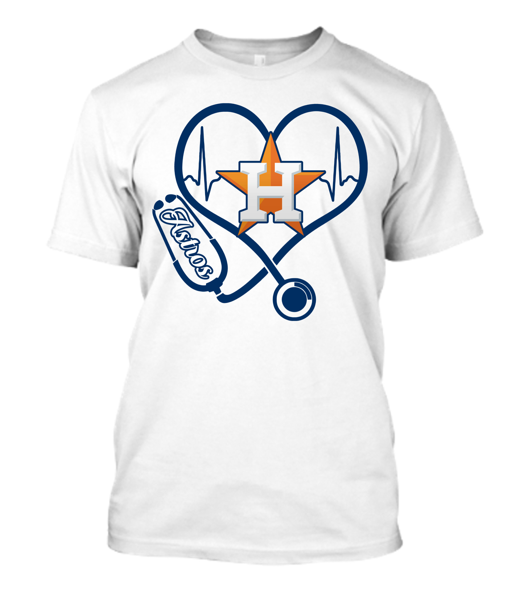 Nurse Love Astros Heartbeat Stethoscope T-Shirt