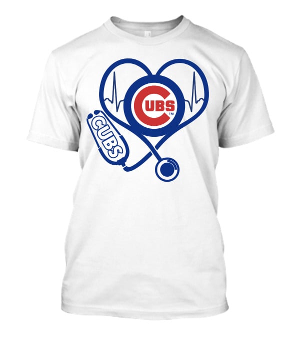 Cubs Heartbeat Nurse Stethoscope Chicago Cubs T-Shirt