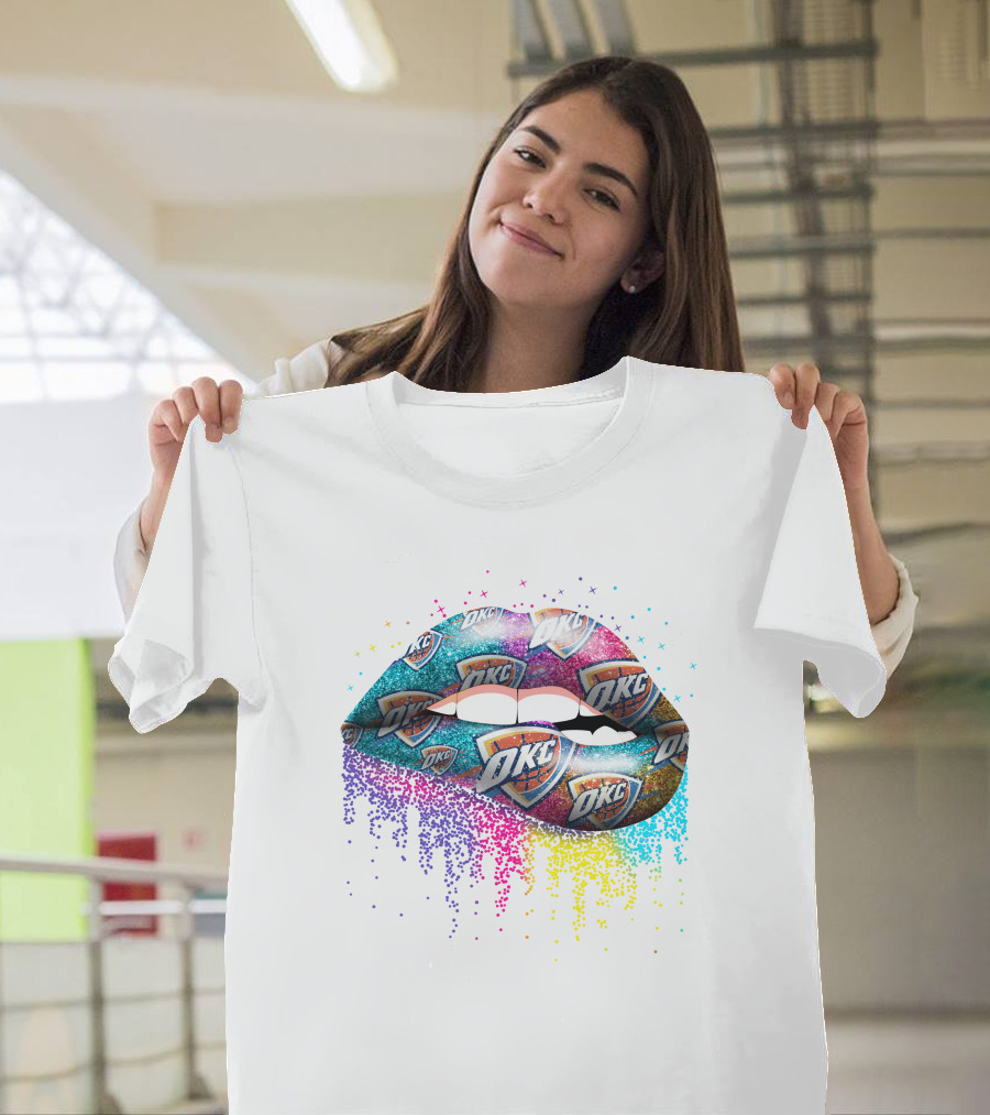 Oklahoma City Thunder Lips Rainbow Logo Elements T-Shirt