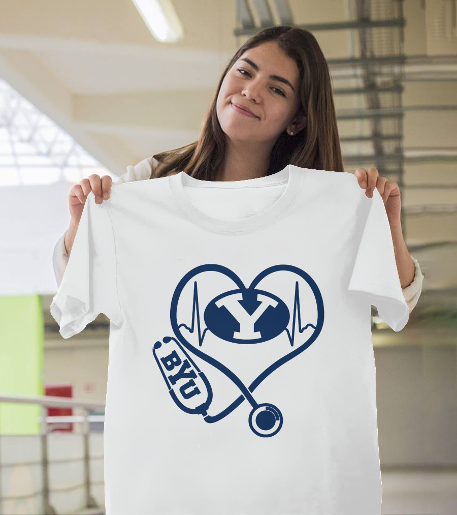 Nurse Love BYU Heartbeat Stethoscope T-Shirt