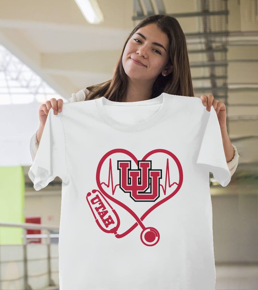 Utah Utes Nurse Heartbeat Stethoscope T-Shirt