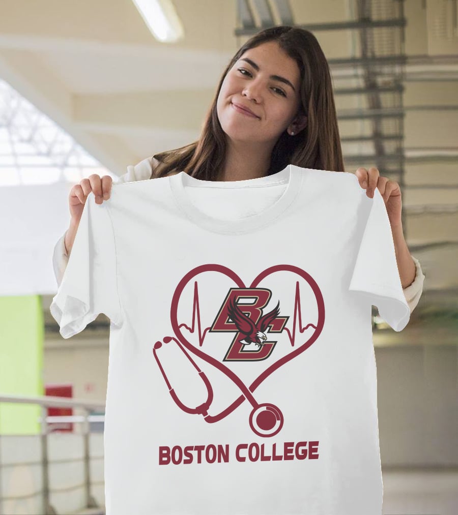 Nurse Heartbeat Love Boston College Eagles T-Shirt