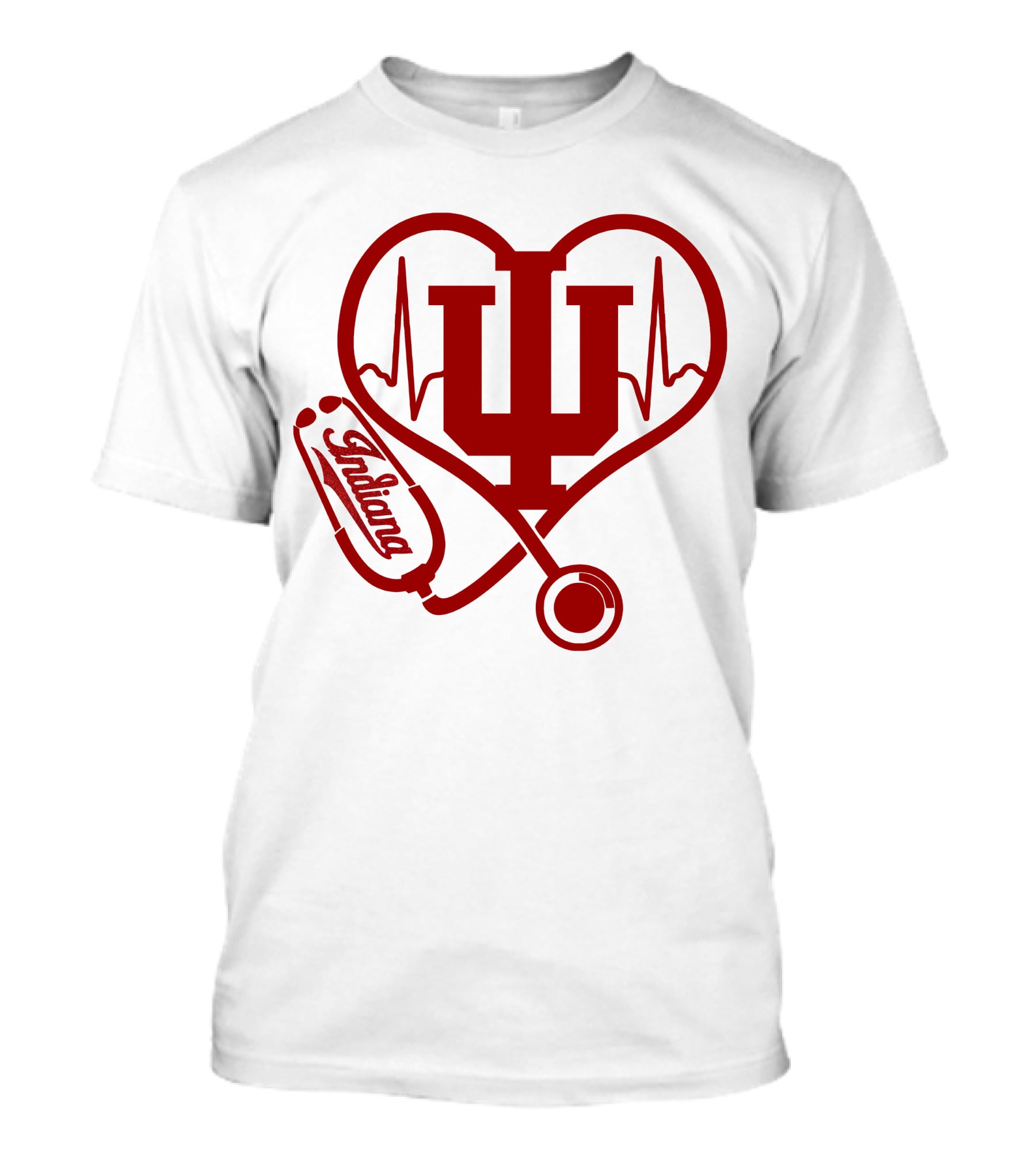 Indiana University Nurse Love Hoosiers Stethoscope Heartbeat T-Shirt