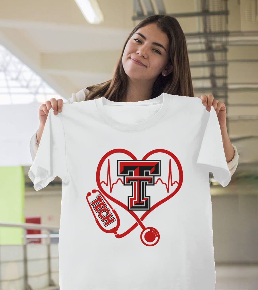 Texas Tech Nurse Heart Stethoscope Love T-Shirt